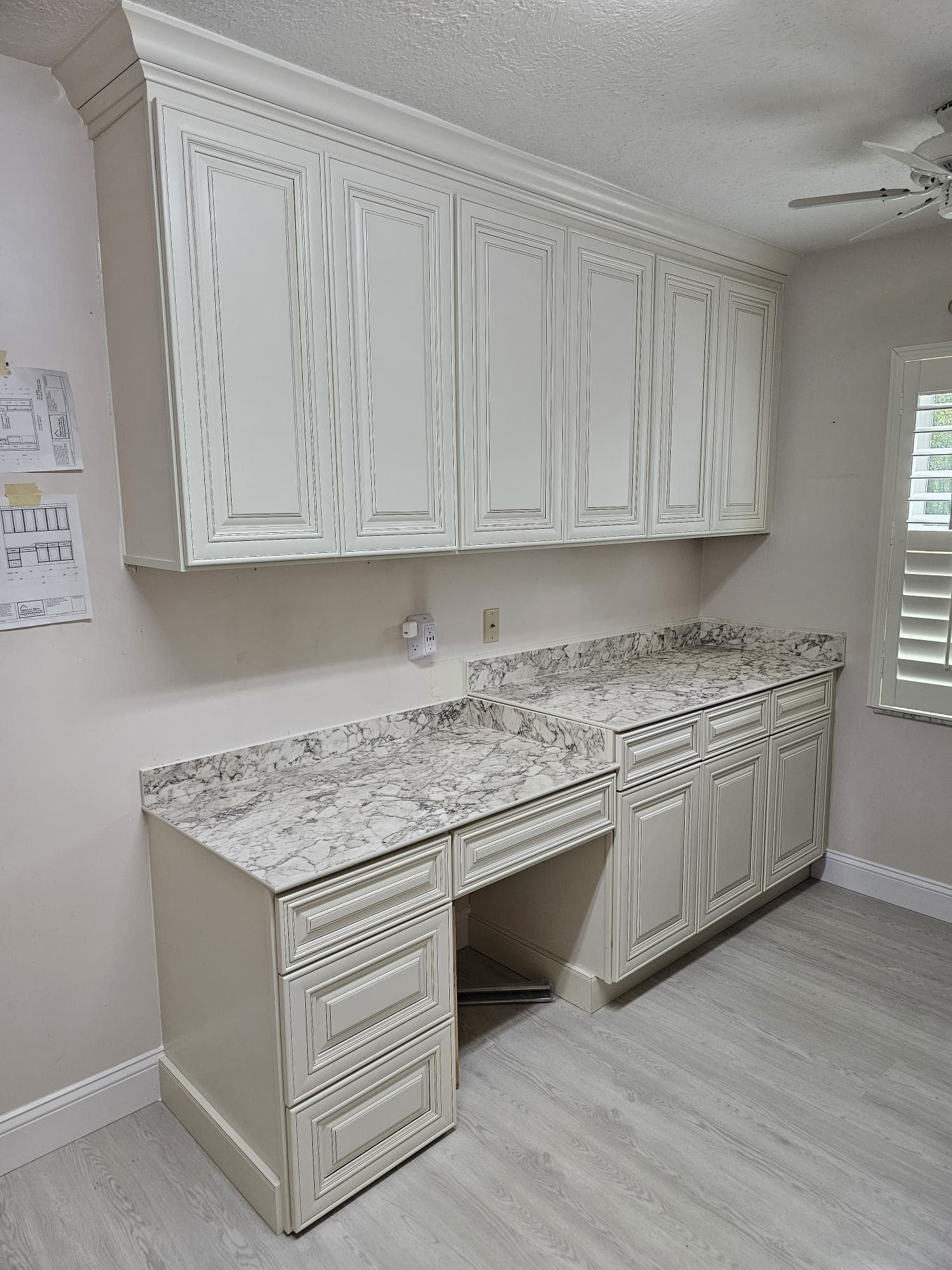 Antique White Built-In Desk