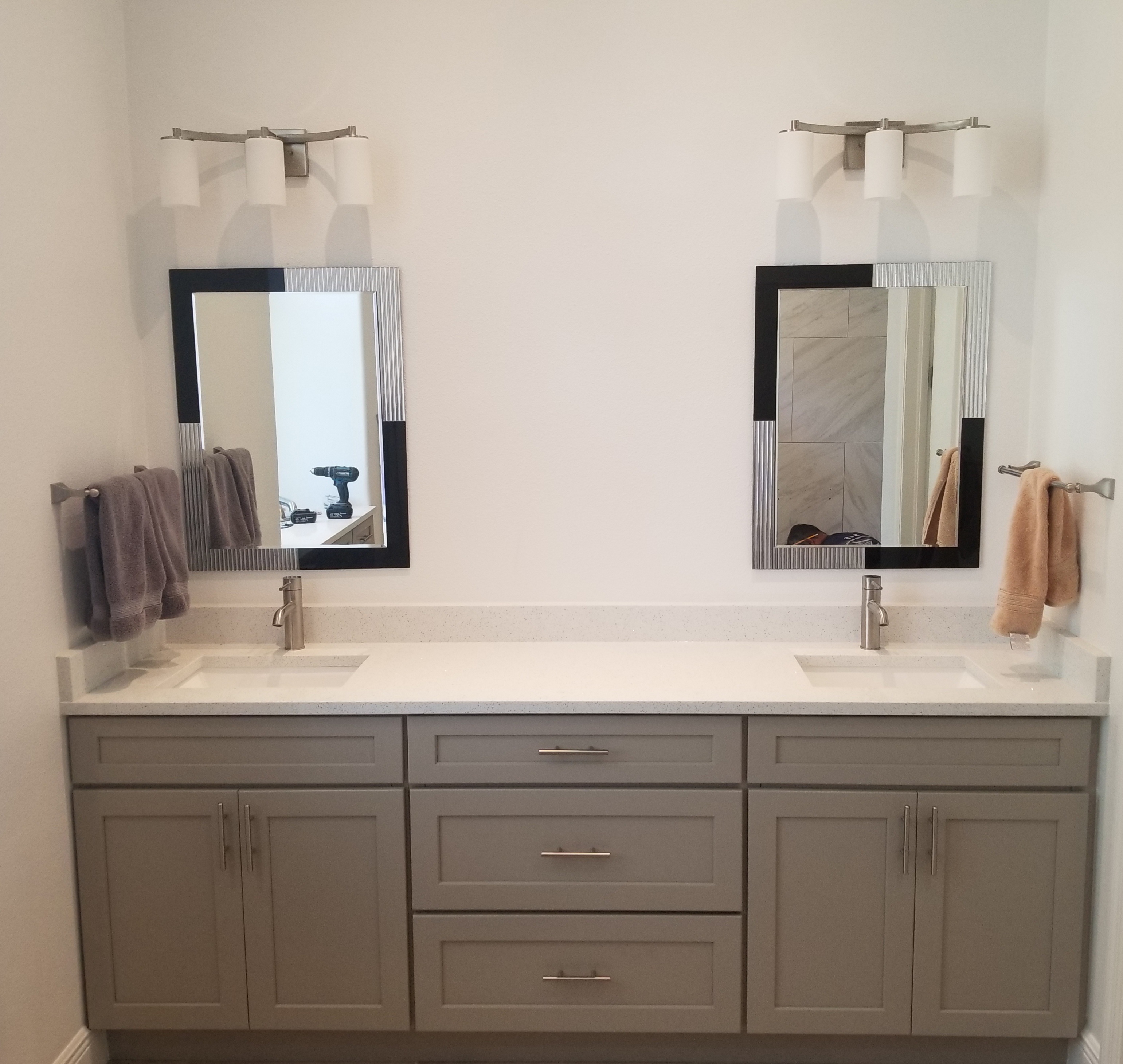Grey shaker double bathroom vanity